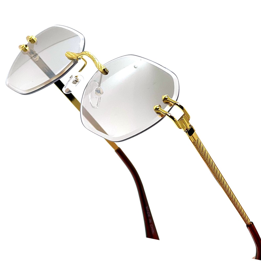 Sunglasses‎ Clear Lens Rimless Gold Light Weight Retro Classic Men Style Lentes